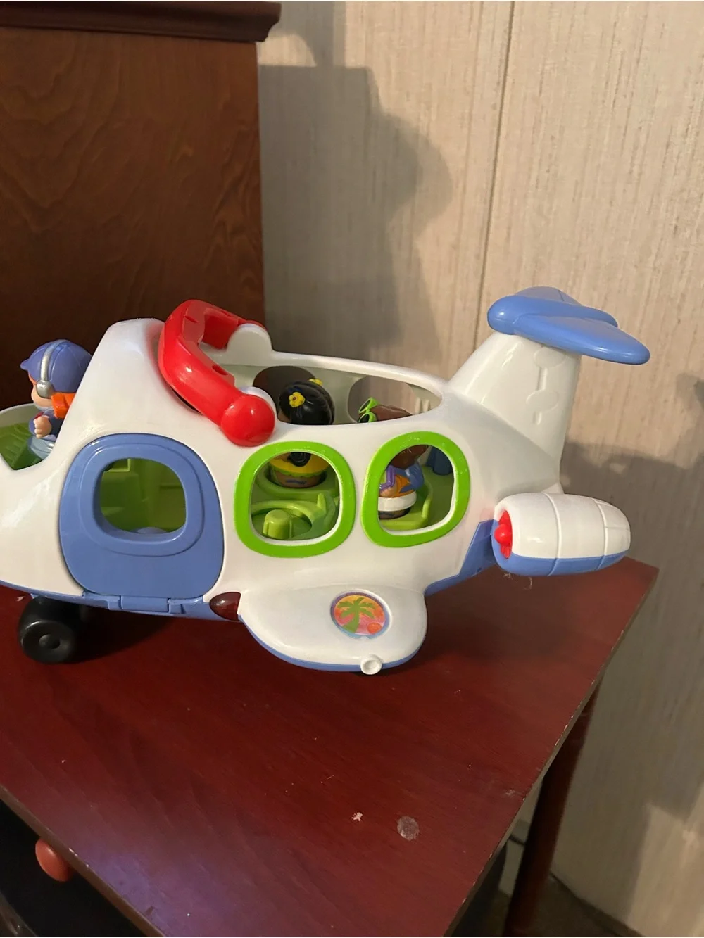 Fisher-Price White, Blue, Red Kids Airplane Toy with Pilot